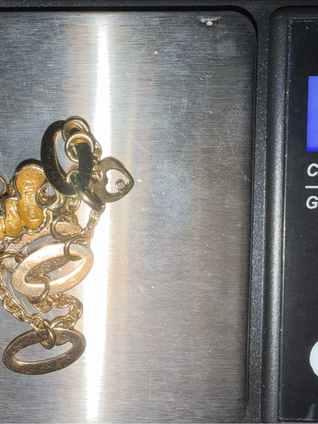 14k Solid Gold Tone Link Charm Bracelet  Gold Color